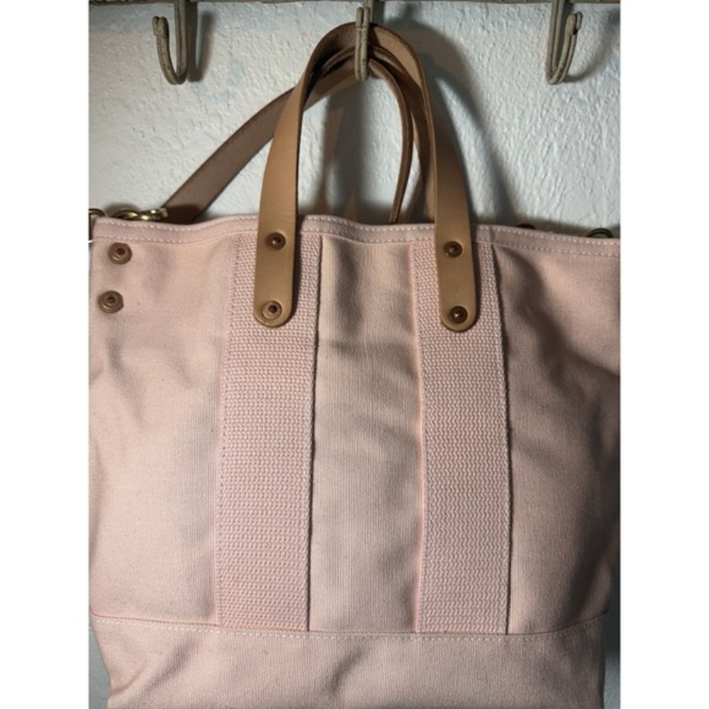 North End Bag Co The MARTIN Tote Bag Peachy Pink Canvas & Leather Trim Crossbody - Picture 13 of 15